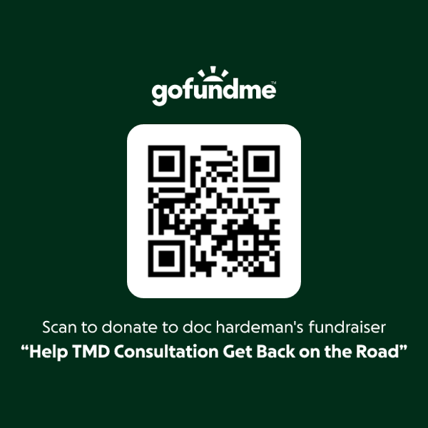 QR code to donate to the TMD Consultation GoFundMe campaign